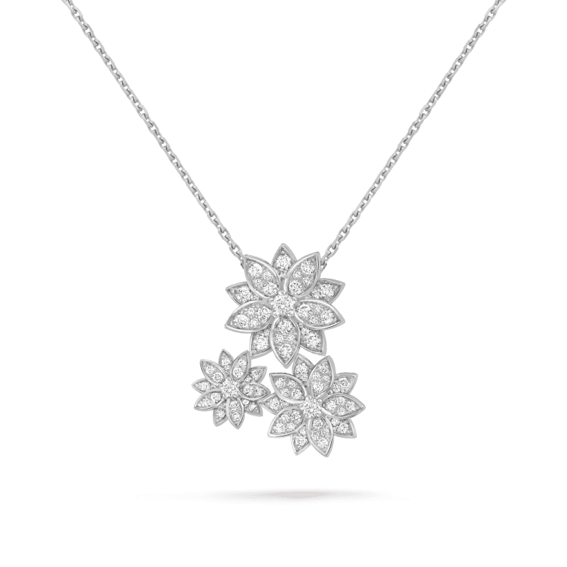 18K Three Flowers Lotus Necklace
