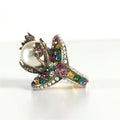 Gucci Double Multistone Pearl 18K Gold Ring