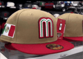 Mexico National Team Fitted Hat with Flag Patch and Red Brim - Tan