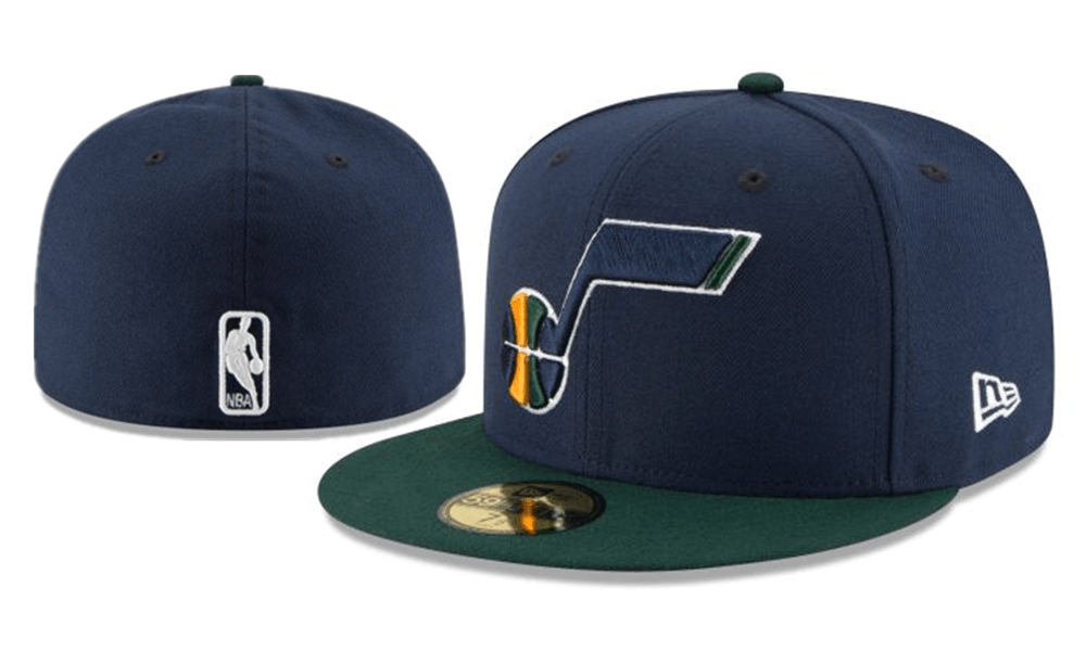 Utah Jazz NBA Snapback Cap with Embroidered Logo and Green Brim - Navy