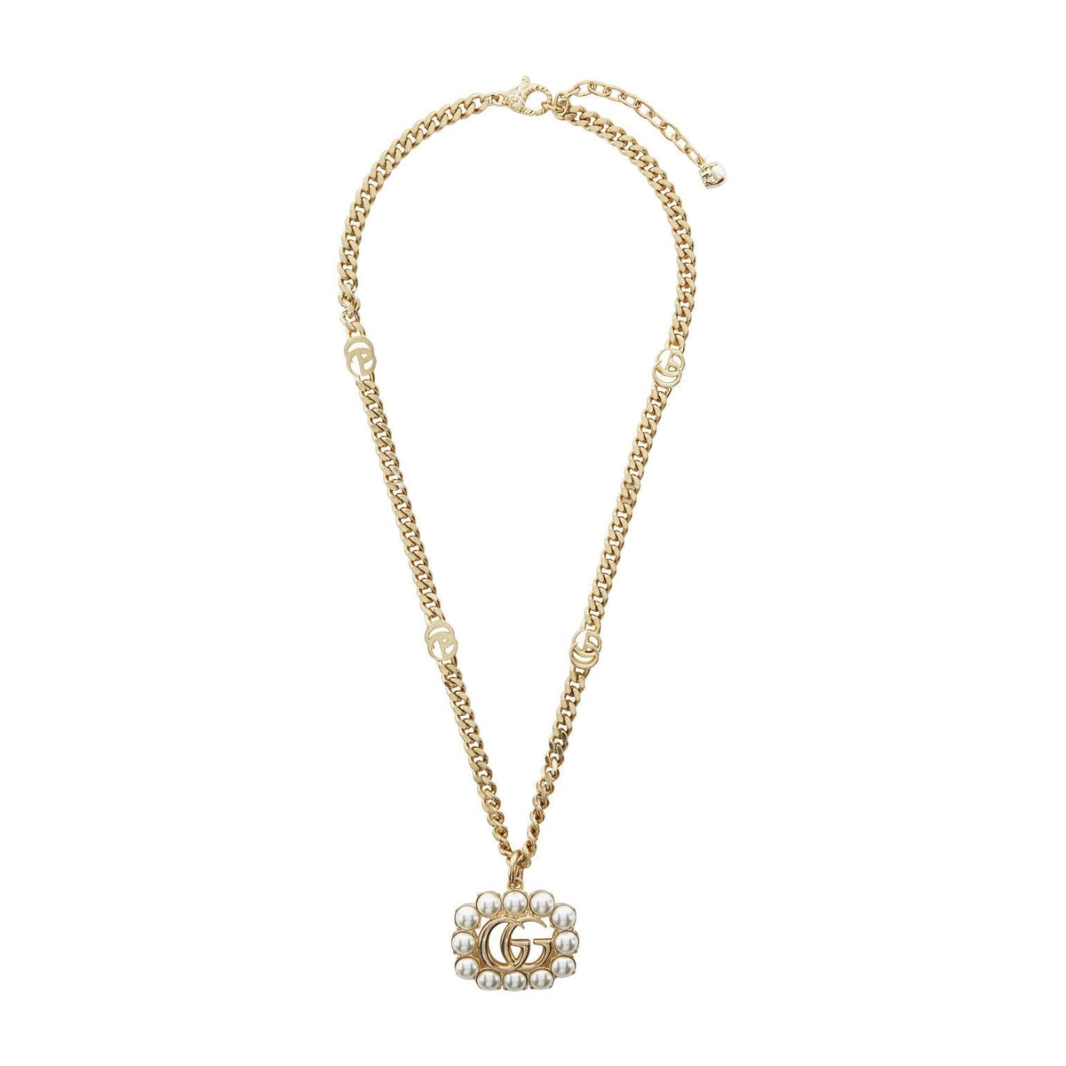 18K Double Gucci Pearl Double Gucci Necklace