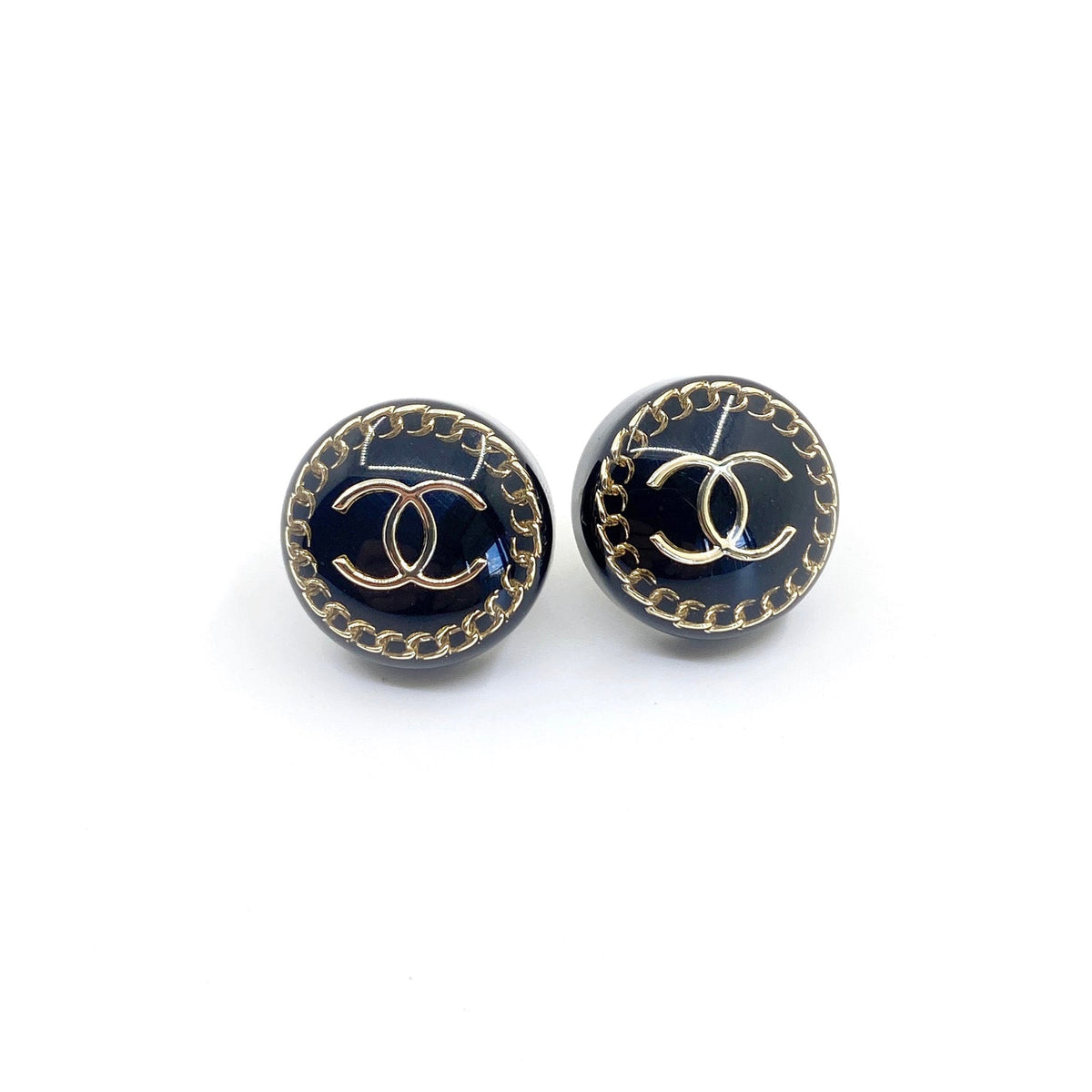 18K  Chanel Circle Resin Earrings