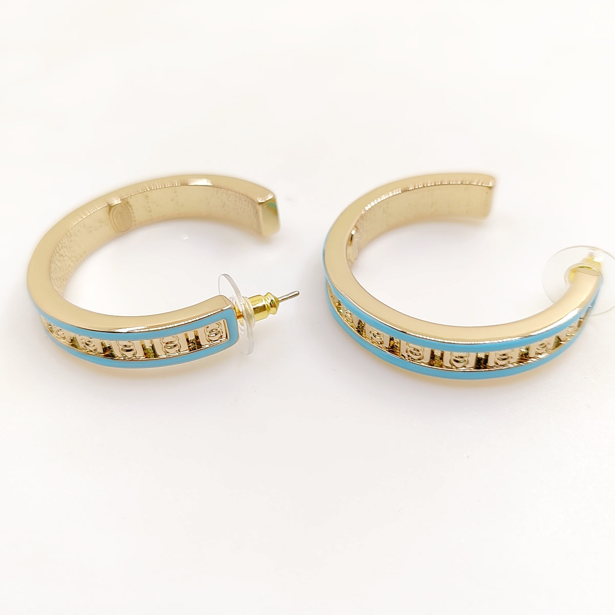 18K  Chanel Blue Resin Earrings