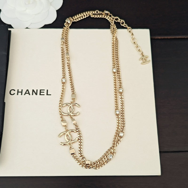 18K  Chanel Crystal Long Necklace