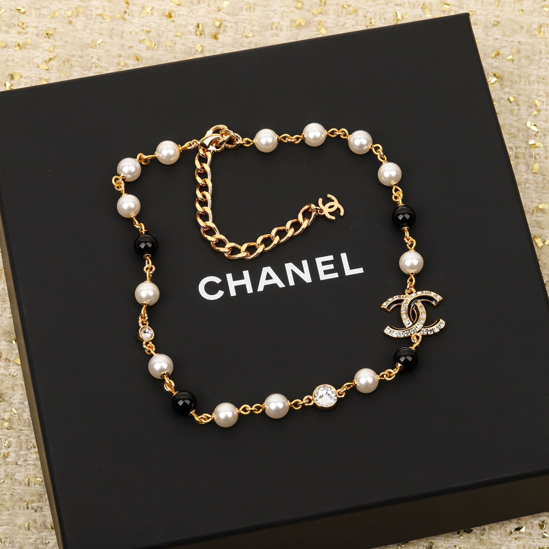 18K  Chanel Black Pearls Necklace