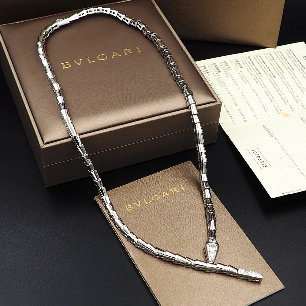 18K BVLGARI Serpenti Viper Demi-Pave Diamonds Necklace