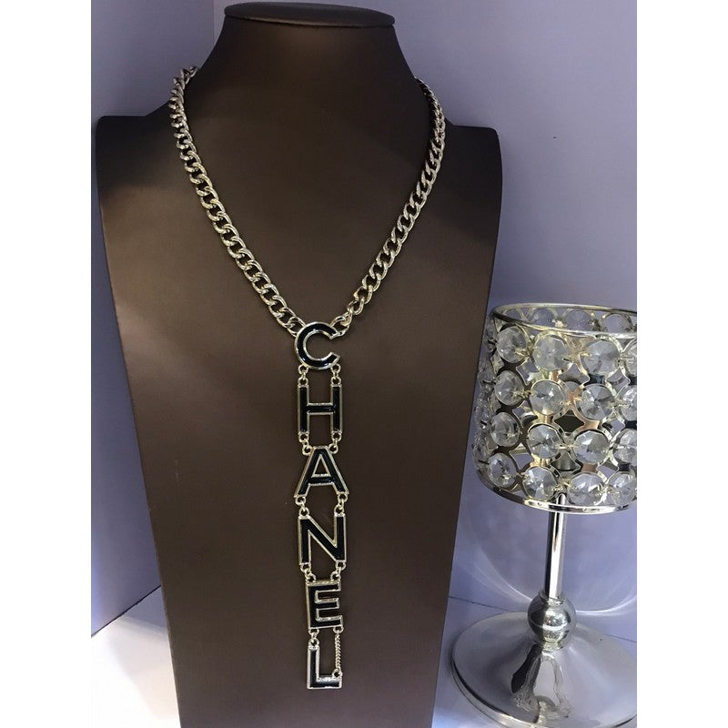 18K  Chanel 22S Big Black Logo Necklace