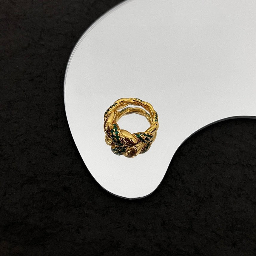 Bvlgari Green Crystals 18K Gold Ring