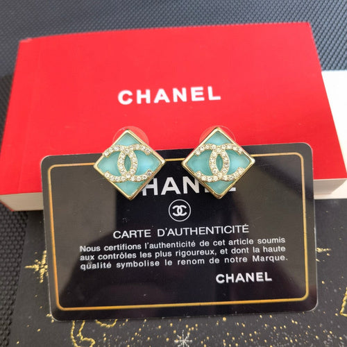 18K  Chanel Blue Resin Earrings