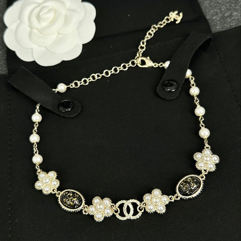 18K  Chanel Black & Orange Crystal Choker Necklace